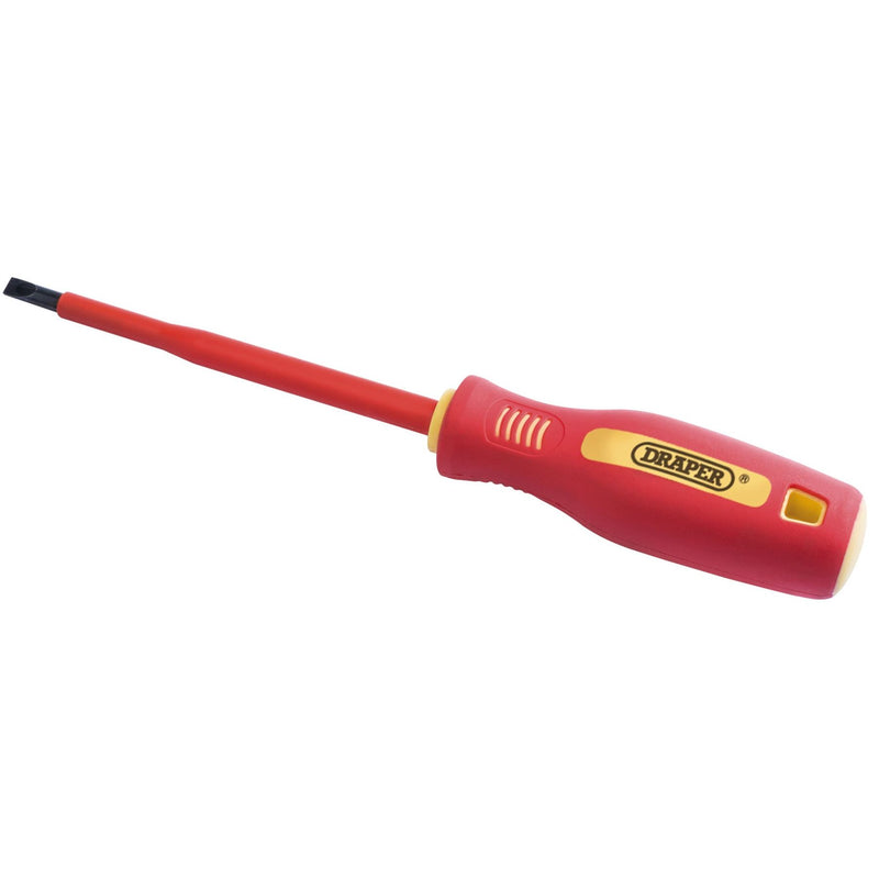 Draper Fully Insulated Plain Slot Screwdriver, 5.5 x 125mm 46518 Draper - Dynamic Drive
