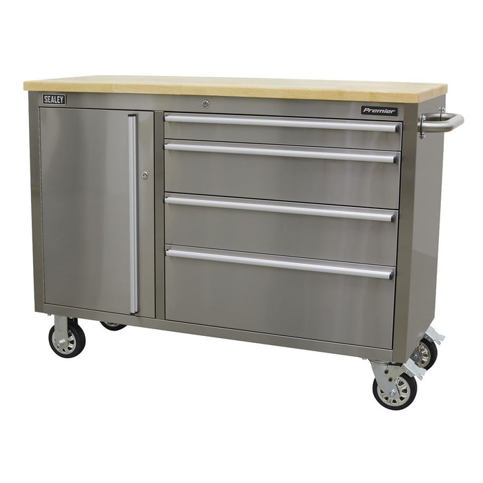 Sealey Mobile Stainless Steel Tool Cabinet 4 Drawer AP4804SS Sealey - Dynamic Drive