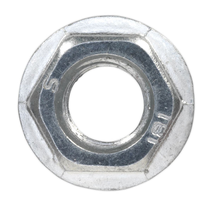 Sealey Flange Nut Serrated M12 Zinc Pack of 50 FN12 Sealey - Dynamic Drive