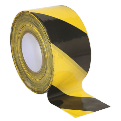 Sealey Hazard Warning Barrier Tape 80mm x 100m Black/Yellow Non-Adhesive BTBY Sealey - Dynamic Drive