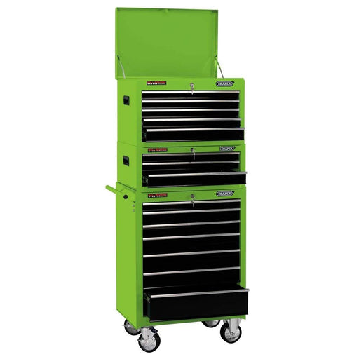 Draper Combination Roller Cabinet and Tool Chest, 15 Drawer, 26", Green 04596 Draper - Dynamic Drive