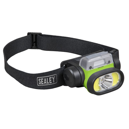 Sealey Rechargeable Head Torch with Auto-Sensor 5W & 3W COB LED HT400LED Sealey - Dynamic Drive
