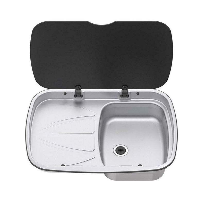 Thetford Spinflo Argent Left Hand Drainer & Sink & Glass Lid Spinflo  - Dynamic Drive