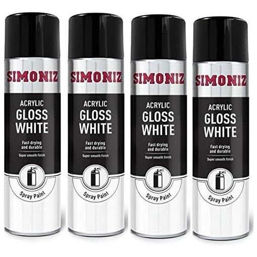 4x Simoniz Large Gloss White Acrylic Aerosol Auto Car Spray Paint 500ml SIMP18D Simoniz - Dynamic Drive