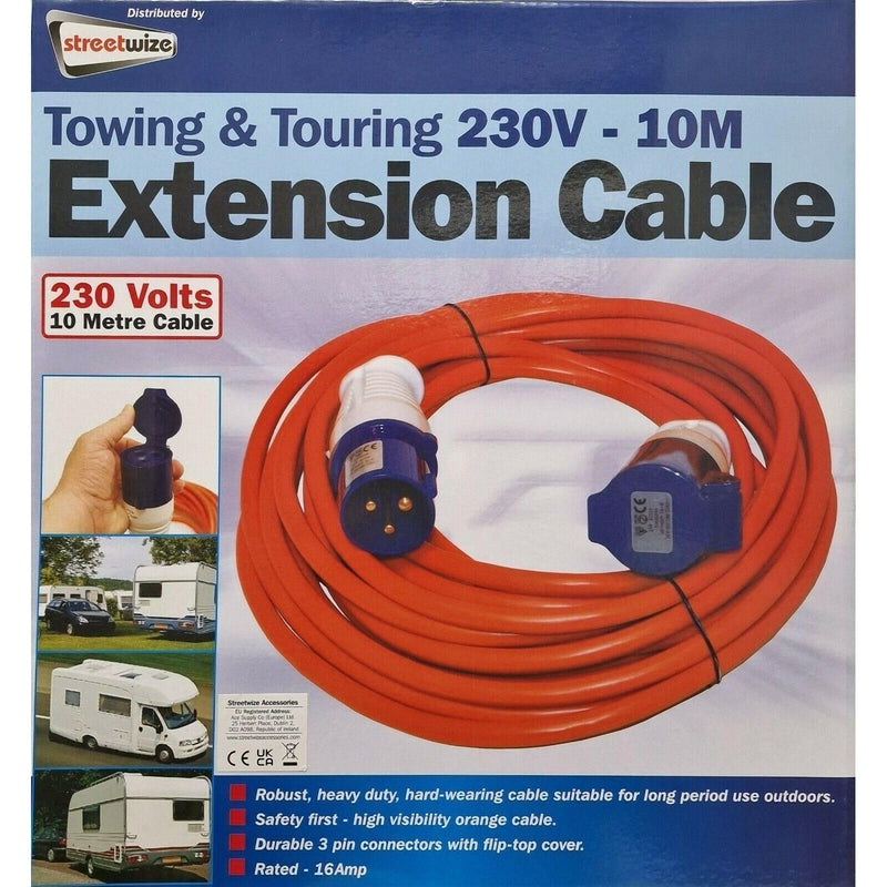 Streetwize 10m Caravan 230v Hook Up Cable Extension Streetwize - Dynamic Drive