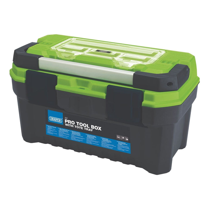 Draper Pro Toolbox with Tote Tray, 20", Green 28076 Draper - Dynamic Drive