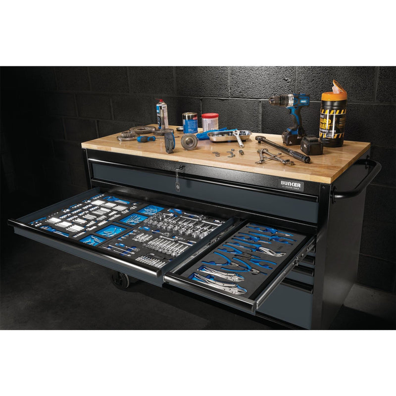 Draper BUNKER Workbench Roller Tool Cabinet, 10 Drawer, 56", Grey 08227 Draper - Dynamic Drive