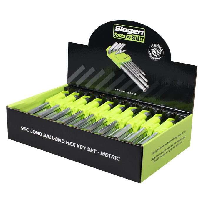 Siegen Siegen Long Ball-End Hex Key Set 9pc - Display Box of 10 S01263 Siegen - Dynamic Drive