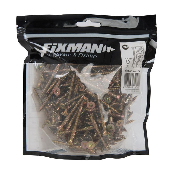 Fixman Goldstar Advanced Screws 5 x 50mm 200pk Fixman - Dynamic Drive