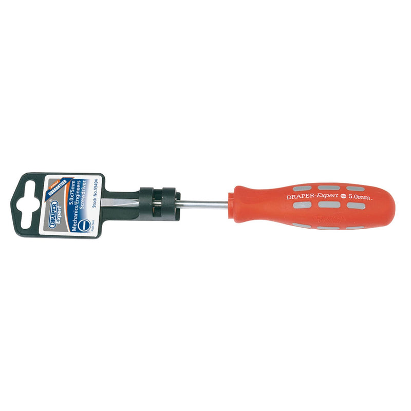 Draper Plain Slot Parallel Tip Mechanic's Screwdriver, 5 x 75mm 55494 Draper - Dynamic Drive