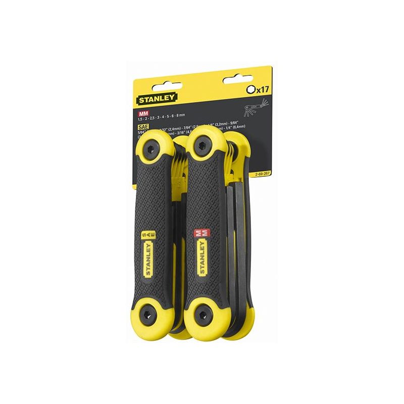 Stanley® Hand Tools Metric & Imperial Folding Hexagon Key Set, 17 Piece STANLEY® Hand Tools - Dynamic Drive