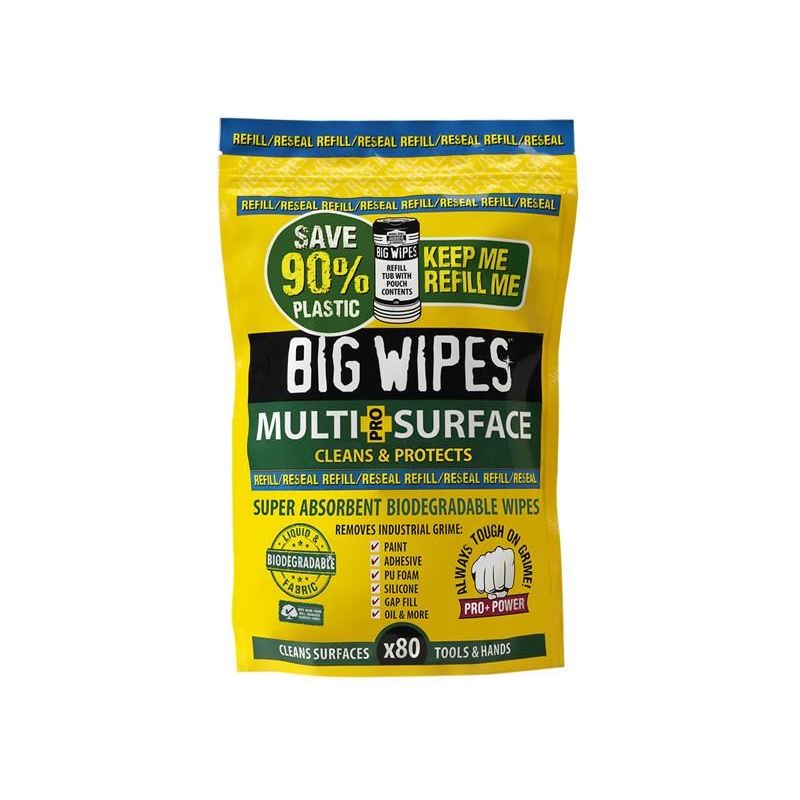 Big Wipes Multi-Surface Bio Pro+ Antiviral Wipes (Refill Pouch 80 Wipes) Big Wipes - Dynamic Drive