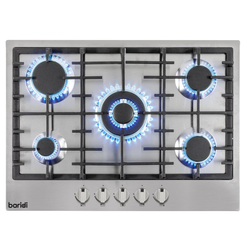 Baridi Gas Hob with 5 Cooking Zones 70cm - Stainless Steel DH227 Baridi - Dynamic Drive