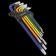 Sealey Premier 9pc Colour Coded Extra Long Trx Star Torx Allen Key Set T10-T50 Sealey  - Dynamic Drive