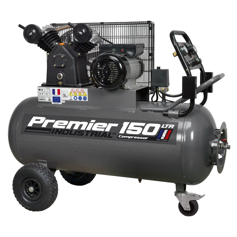 Sealey Air Compressor 150L Belt Drive 3hp with Front Control Panel SAC3153B Sealey - Dynamic Drive