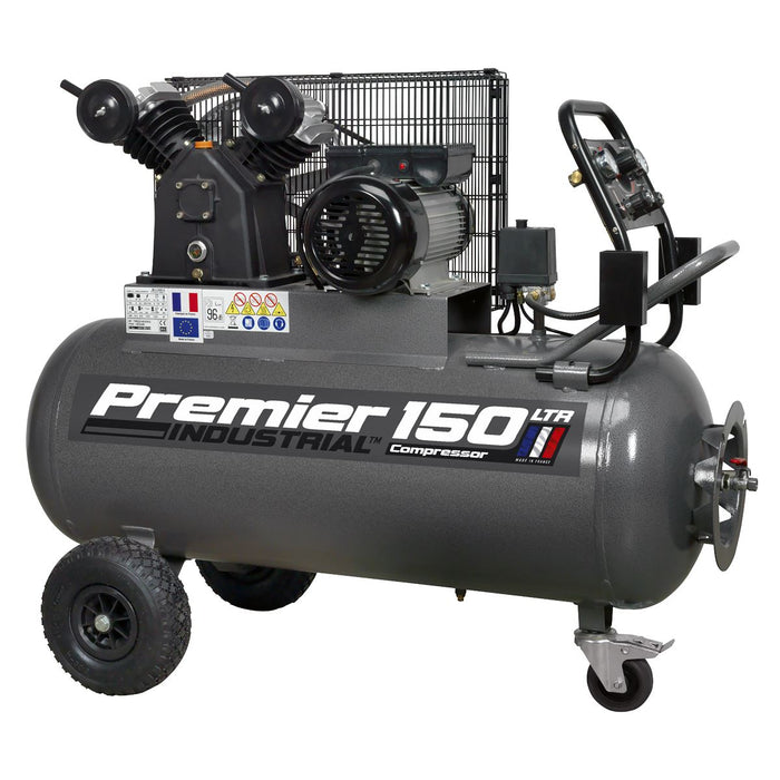 Sealey Air Compressor 150L Belt Drive 3hp with Front Control Panel SAC3153B Sealey - Dynamic Drive