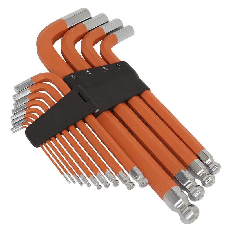 Sealey Jumbo Ball-End Hex Key Set 13pc Anti-Slip Imperial AK71870 Sealey - Dynamic Drive