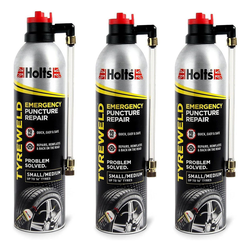3x Holts Tyre Weld And Emergency Puncture Repair 400ml Holts - Dynamic Drive