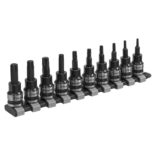 Sealey Premier Black 10pc 3/8" Square Drive Trx-Star Socket Bit Set T10-T50 Sealey  - Dynamic Drive
