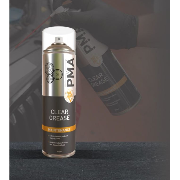 2x PMA Clear Spray Grease 500ml Water Resistant Aerosol Lubricant PTFE Chain etc PMA - Dynamic Drive