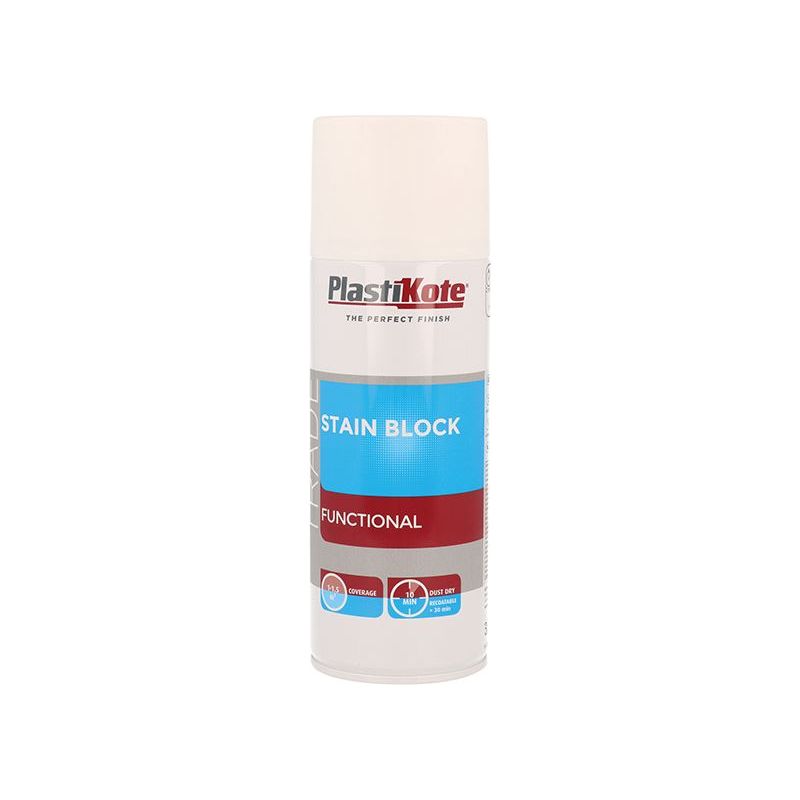 Plastikote Trade Stain Block Spray Paint White 400ml PlastiKote - Dynamic Drive