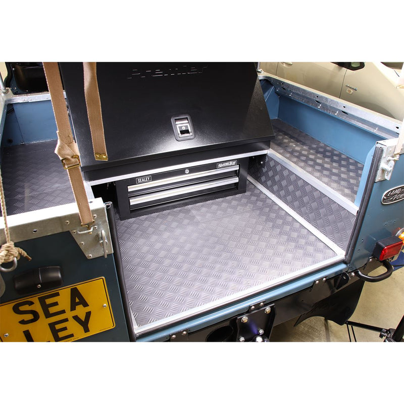 Sealey Vinyl Floor Tile with Peel & Stick Backing Silver Treadplate Pack of 16 Sealey - Dynamic Drive