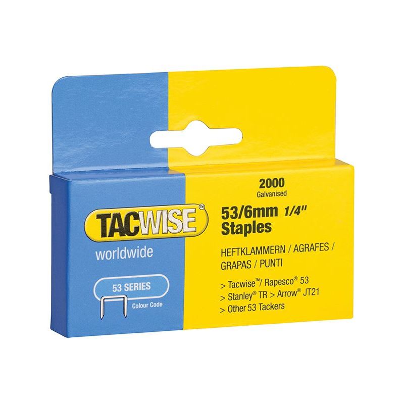 Tacwise 53 Light-Duty Staples 6mm (Type JT21 A) (Pack 2000) Tacwise - Dynamic Drive