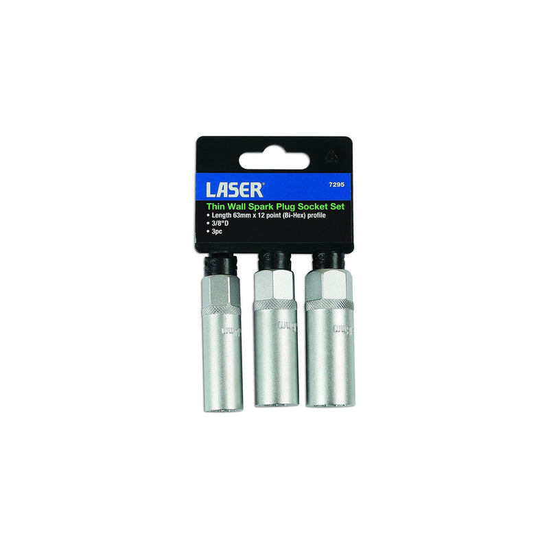 Laser Thin Wall Spark Plug Socket Set 3/8"D 3pc 7295 Laser - Dynamic Drive