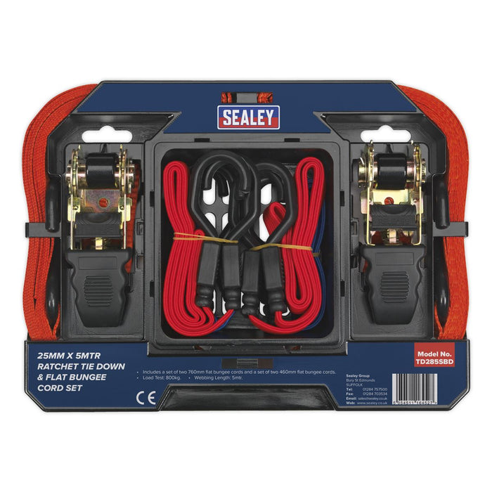 Sealey Tie Down & Bungee Cord Set 6pc TD285SBD Sealey - Dynamic Drive
