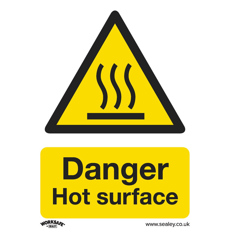 Sealey Warning Safety Sign Danger Hot Surface Self-Adhesive Vinyl Pack of 10 Sealey - Dynamic Drive