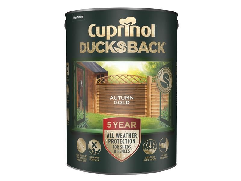 Cuprinol Ducksback 5 Year Waterproof for Sheds & Fences Autumn Gold 5 litre Cuprinol - Dynamic Drive