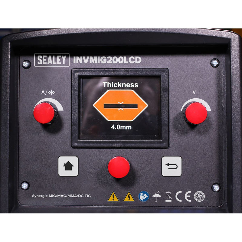 Sealey Inverter Welder MIG TIG & mmA 200A with LCD Screen INVMIG200LCD Sealey - Dynamic Drive