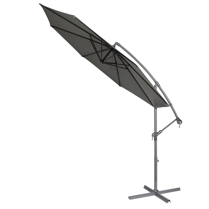 Dellonda Banana Parasol with Cover 3m - Grey DG264 Dellonda - Dynamic Drive
