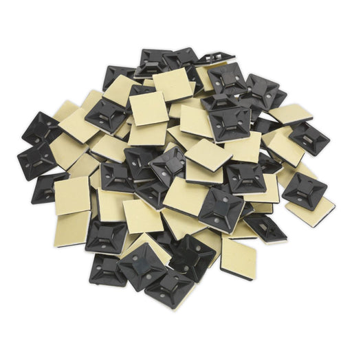 Sealey Self-Adhesive Cable Tie Mount 25 x 25mm Black Pack of 100 CTM2525B Sealey - Dynamic Drive