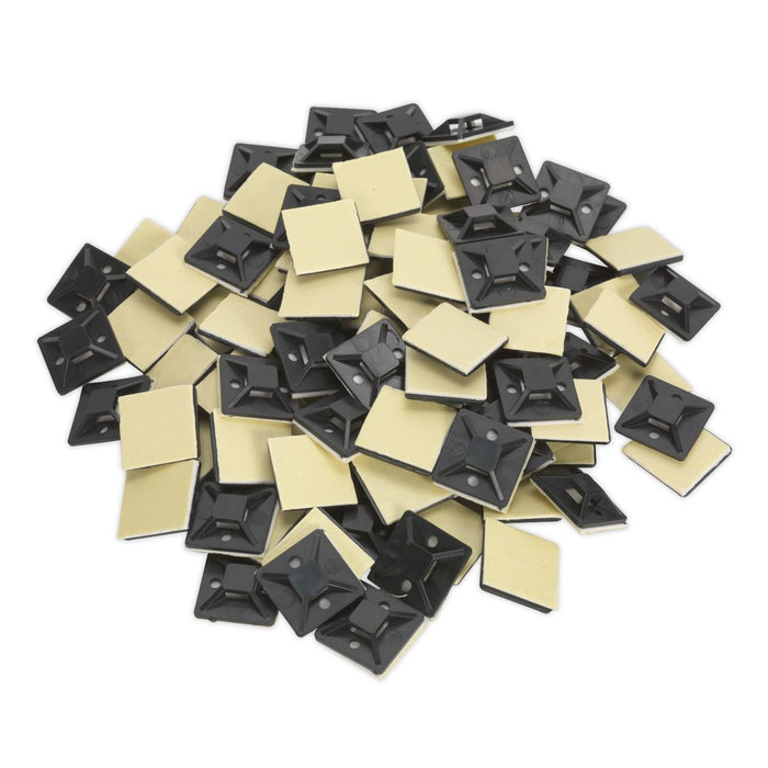 Sealey Self-Adhesive Cable Tie Mount 25 x 25mm Black Pack of 100 CTM2525B Sealey - Dynamic Drive