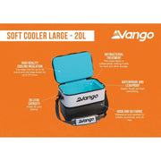 Vango Soft Cooler Large - 20L Cooler Coolbox 20L Cool Grey Vango - Dynamic Drive