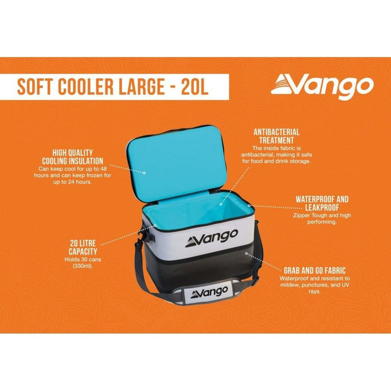 Vango Soft Cooler Large - 20L Cooler Coolbox 20L Cool Grey Vango - Dynamic Drive