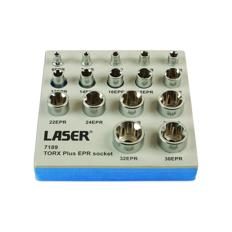 Laser Torx Plus EPR Socket Set 1/4"D, 3/8"D, 1/2"D 16pc 7189 Laser - Dynamic Drive
