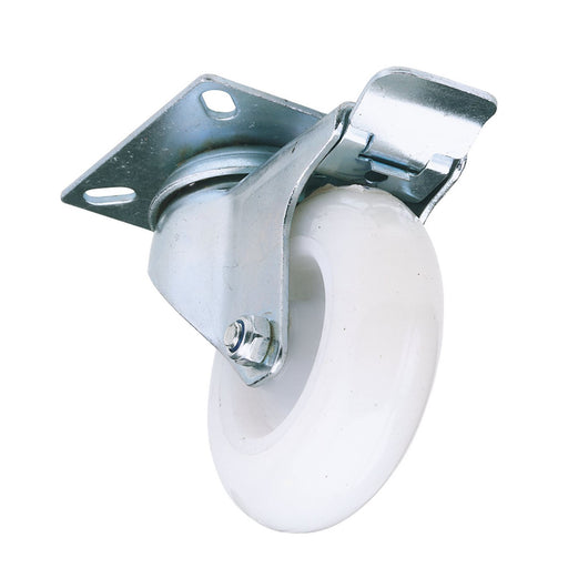 Draper Swivel Plate Fixing Nylon Wheel with Brake, 75mm Diameter, S.W.L. 70kg Draper - Dynamic Drive