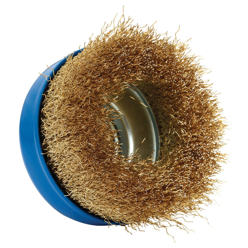 Draper Brassed Steel Crimped Wire Cup Brush, 100mm, M14 41445 Draper - Dynamic Drive