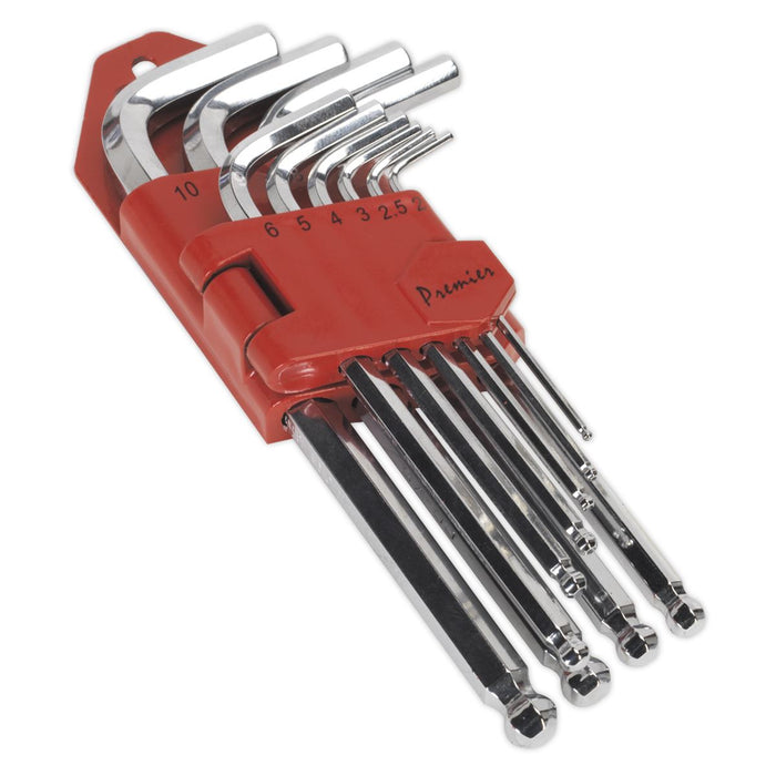 Sealey Ball-End Hex Key Set 10Pc Long Fully Polished Metr Sealey - Dynamic Drive