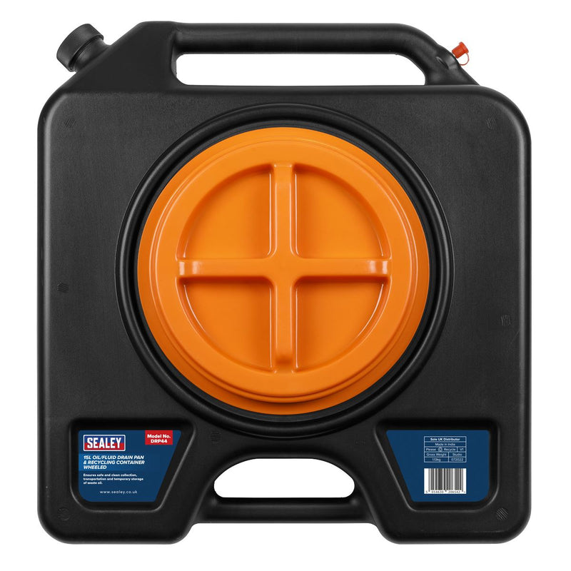 Sealey Oil/Fluid Drain & Recycling Container 15L Wheeled DRP44 Sealey - Dynamic Drive
