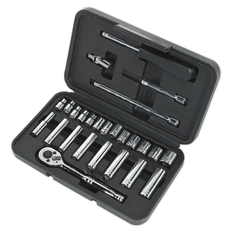 Siegen by Sealey Socket Set 26Pc 1/4Inchsq Drive 6Pt Walldrive Metric Siegen by Sealey - Dynamic Drive