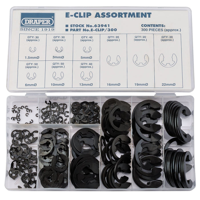 Draper E-Clip Assortment (300 Piece) 63941 Draper - Dynamic Drive