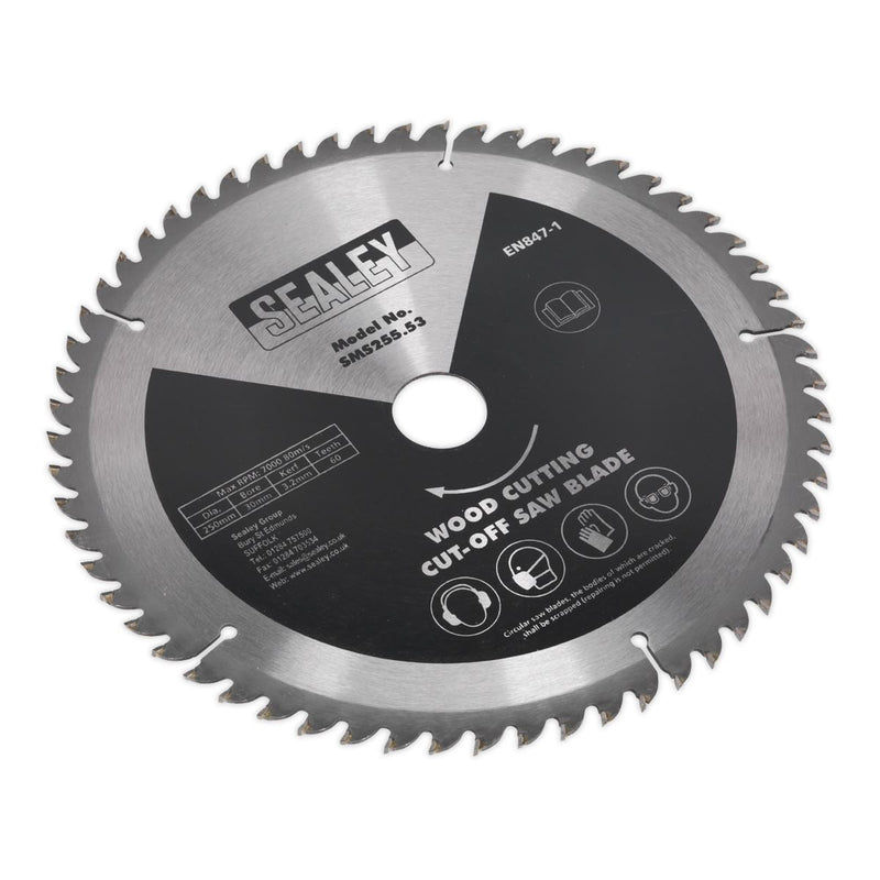 Sealey Cut-off saw blade 250 x 3.2mm 30mm 60tpu SMS255.53 Sealey - Dynamic Drive