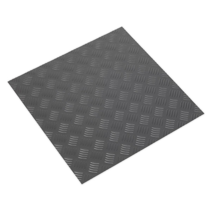 Sealey Vinyl Floor Tile Peel & Stick Backing-Silver Treadplate Pk16 FT1S Sealey  - Dynamic Drive