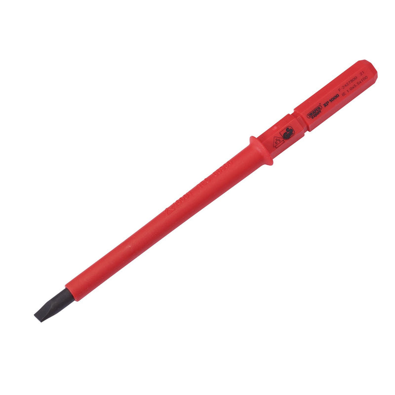 Draper XP1000 VDE Plain Slot Interchangeable Screwdriver Blade, 5.5 x 100mm Draper - Dynamic Drive