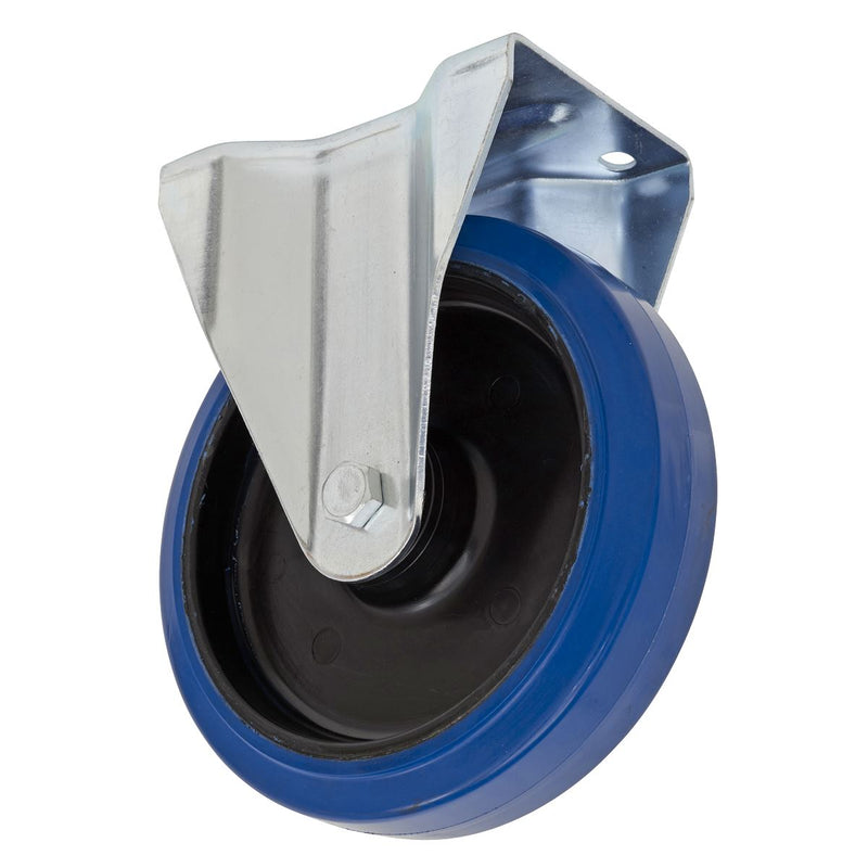 Sealey Heavy-Duty Blue Elastic Rubber Fixed Castor Wheel160mm Trade Sealey - Dynamic Drive
