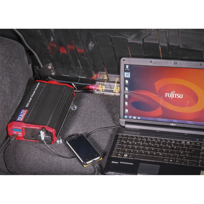Sealey Power Inverter Modified Sine Wave 1100W 12V DC 230V ~ 50Hz PI1100 Sealey - Dynamic Drive