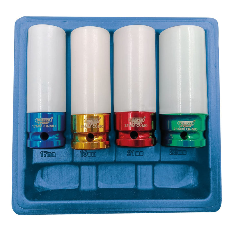Draper Wheel Nut Socket for Alloy Wheels, 1/2" Sq. Dr. (4 Piece) 82972 Draper - Dynamic Drive